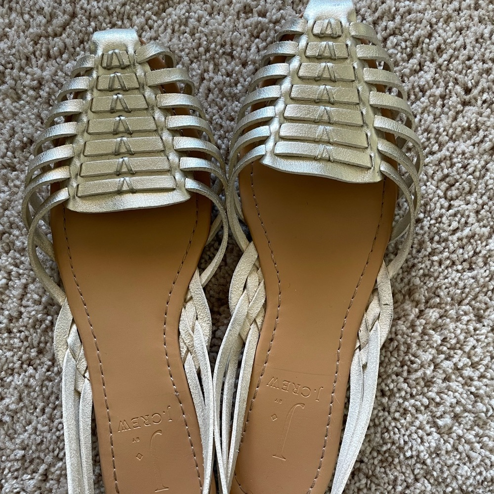 Jcrew factory basket weave d’Orsay flats in gold